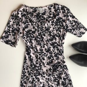 H&M form fitting black and white floral dress